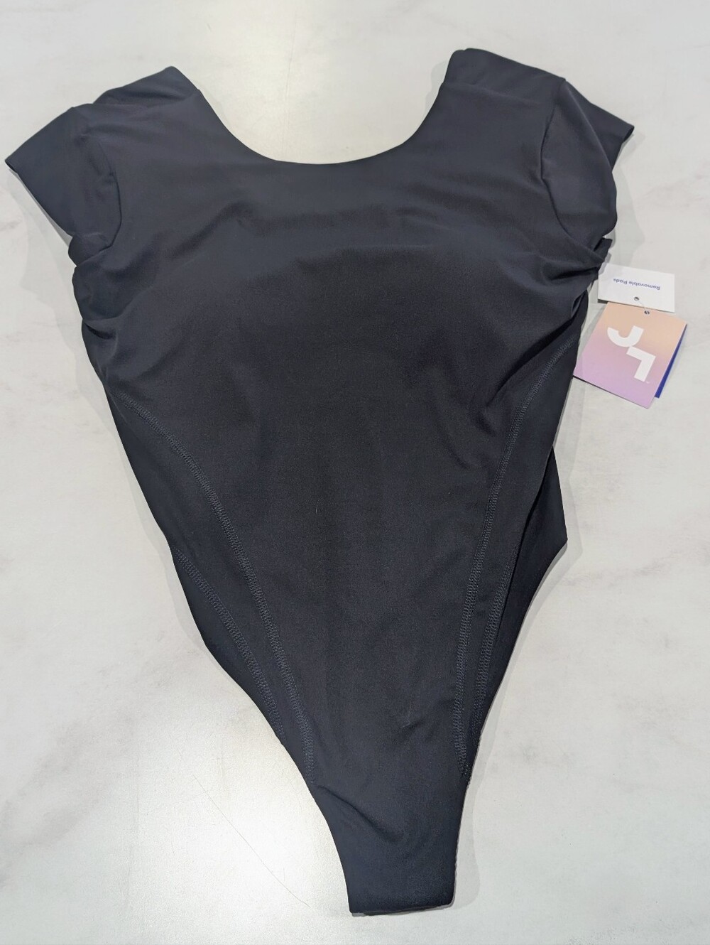 JoyLab Black Short Sleeve One-Piece Active Bodysuit